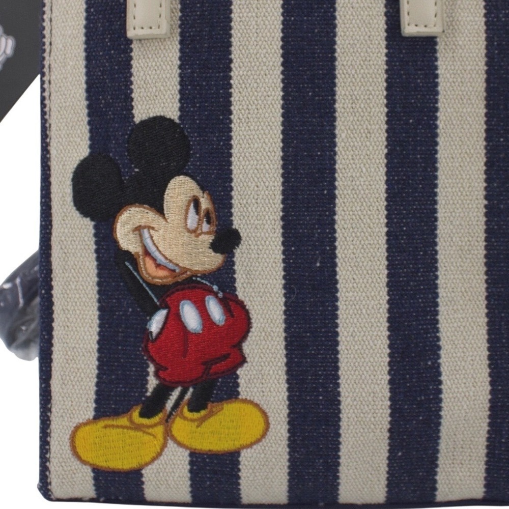 Disney Bioworld Mini Tote Bag Womens Mickey Mouse Navy White Striped NEW Park - Picture 8 of 10